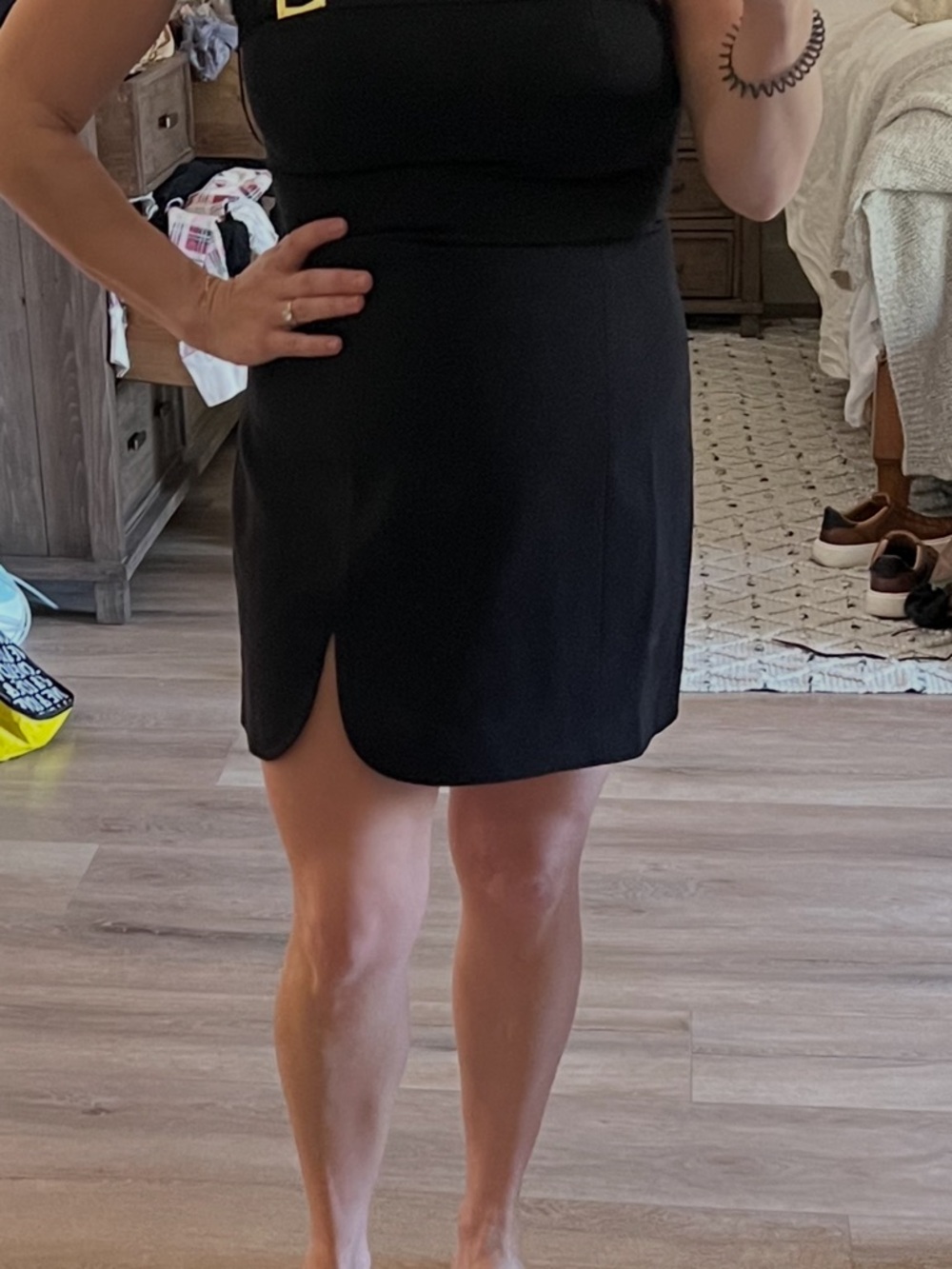Amanda Uprichard Black Mini Skirt with Curved Front Notch